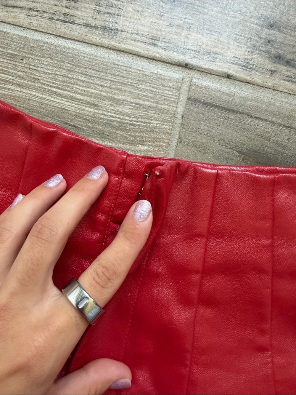 Glam faux leather red high waisted shorts sz Small